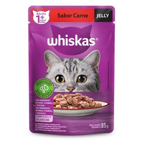 Ração Úmida Whiskas Sachê Carne Jelly para Gatos Adultos 85 g